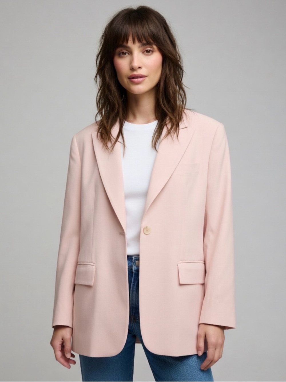 Saks Fifth Avenue Folio Pale Blush Vintage Oversized Blazer